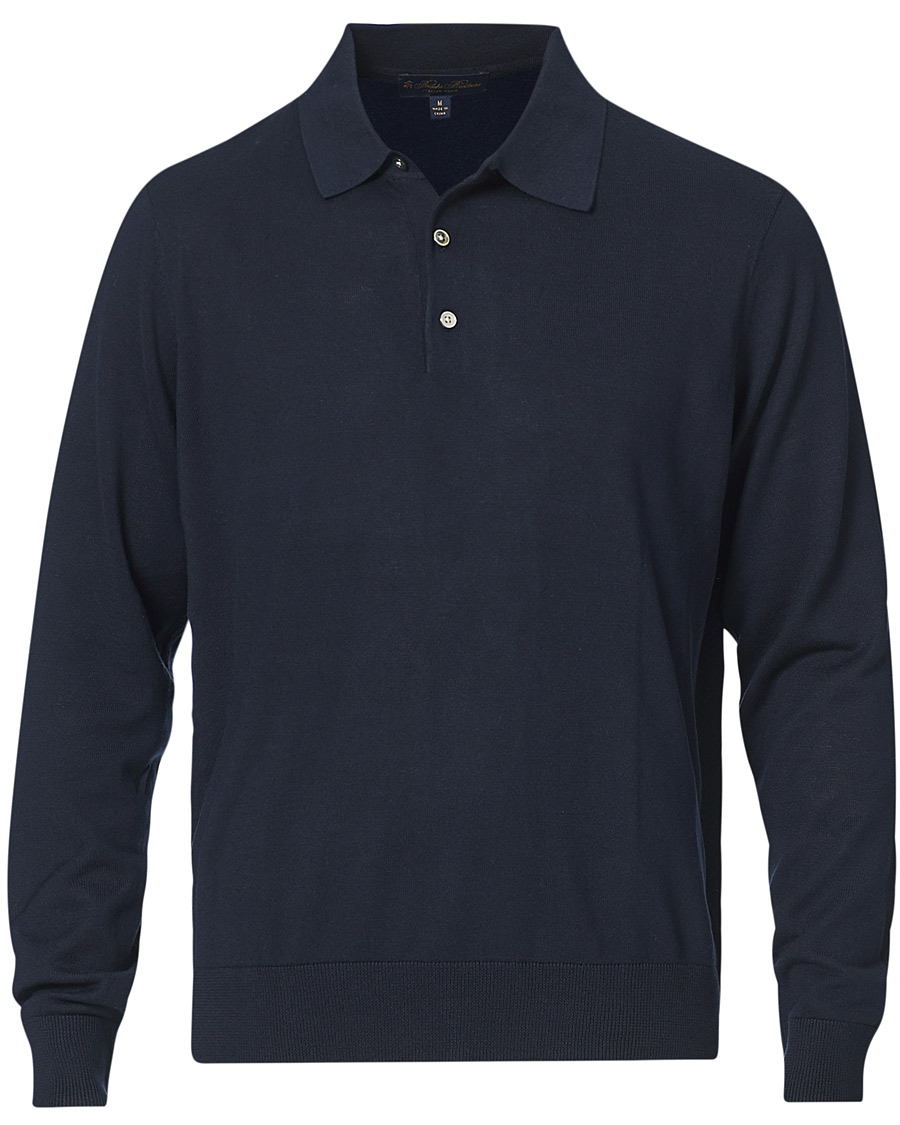 Men | Sweaters & Knitwear | Brooks Brothers | Cotton/Silk Knitted Polo Navy