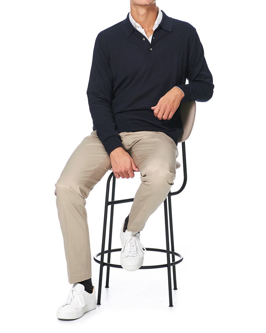 Men | Sweaters & Knitwear | Brooks Brothers | Cotton/Silk Knitted Polo Navy