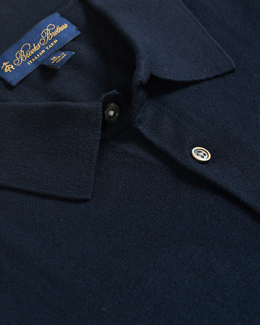 Men | Sweaters & Knitwear | Brooks Brothers | Cotton/Silk Knitted Polo Navy