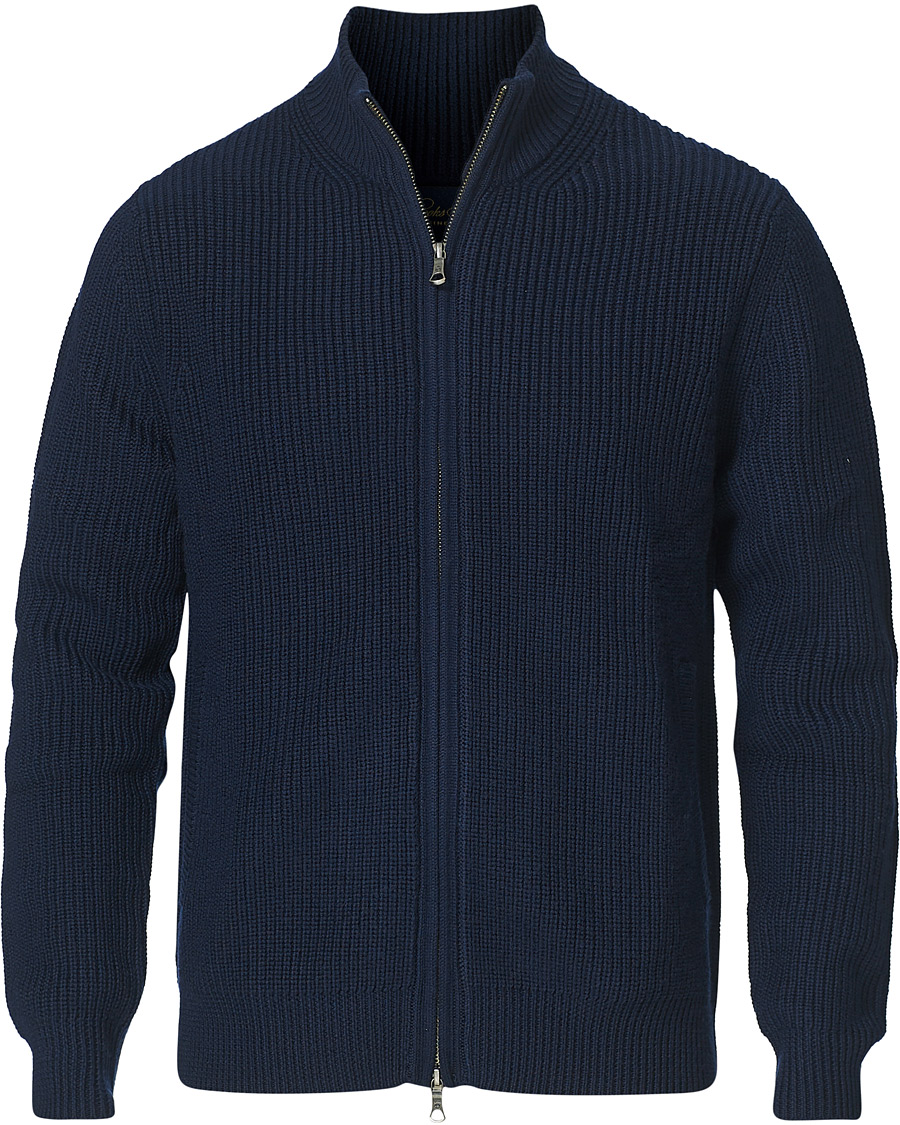Men | Sweaters & Knitwear | Brooks Brothers | Shaker Stitch Full Zip Navy