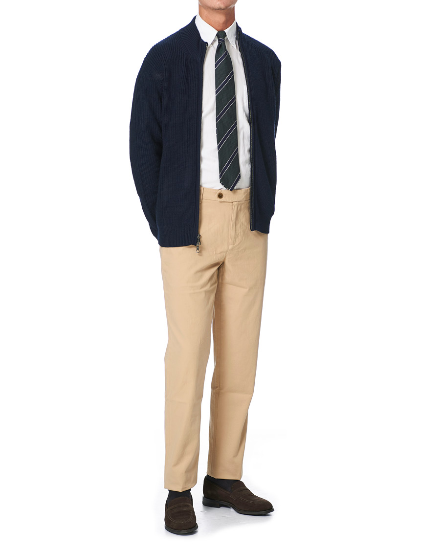 Men | Sweaters & Knitwear | Brooks Brothers | Shaker Stitch Full Zip Navy