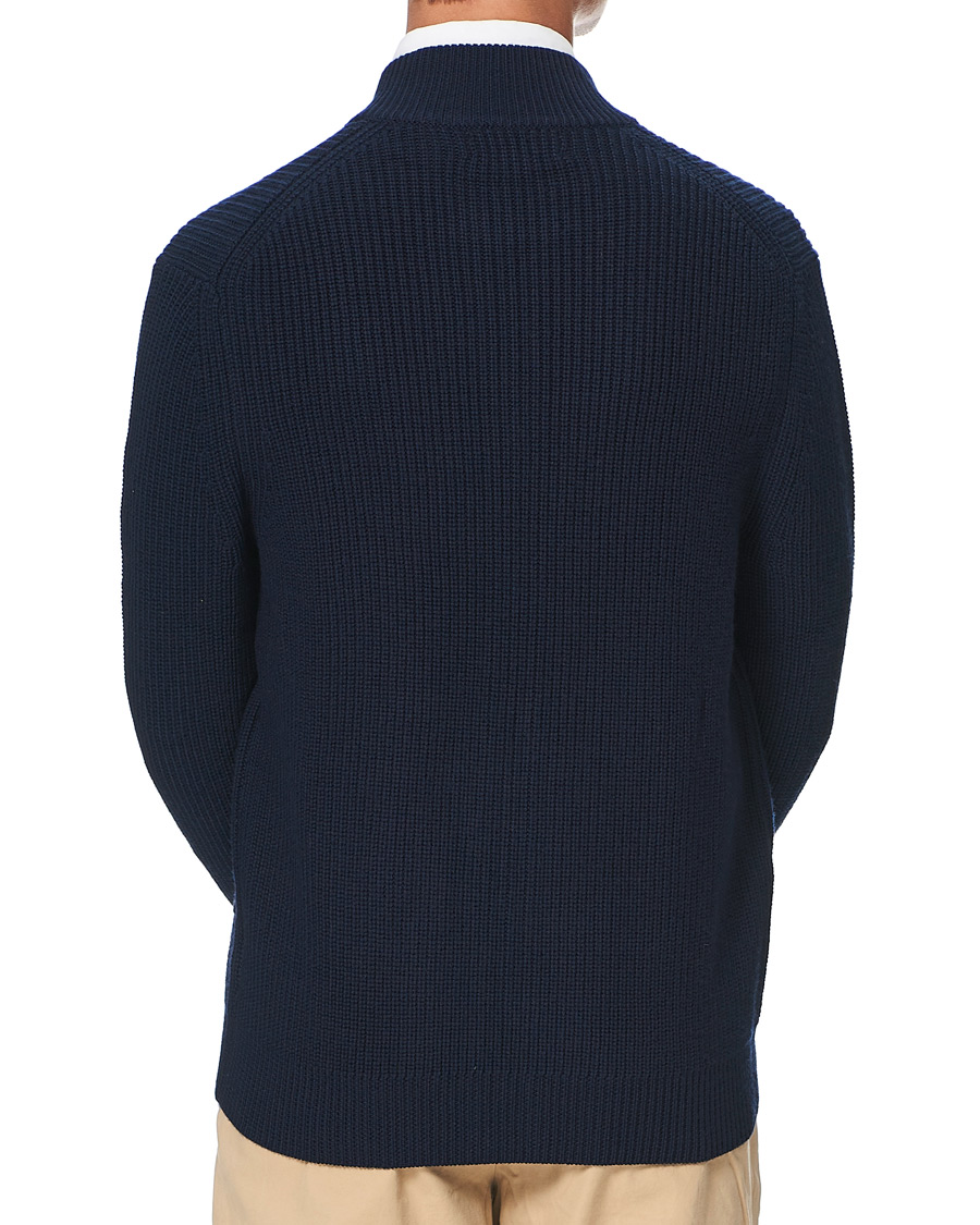 Men | Sweaters & Knitwear | Brooks Brothers | Shaker Stitch Full Zip Navy
