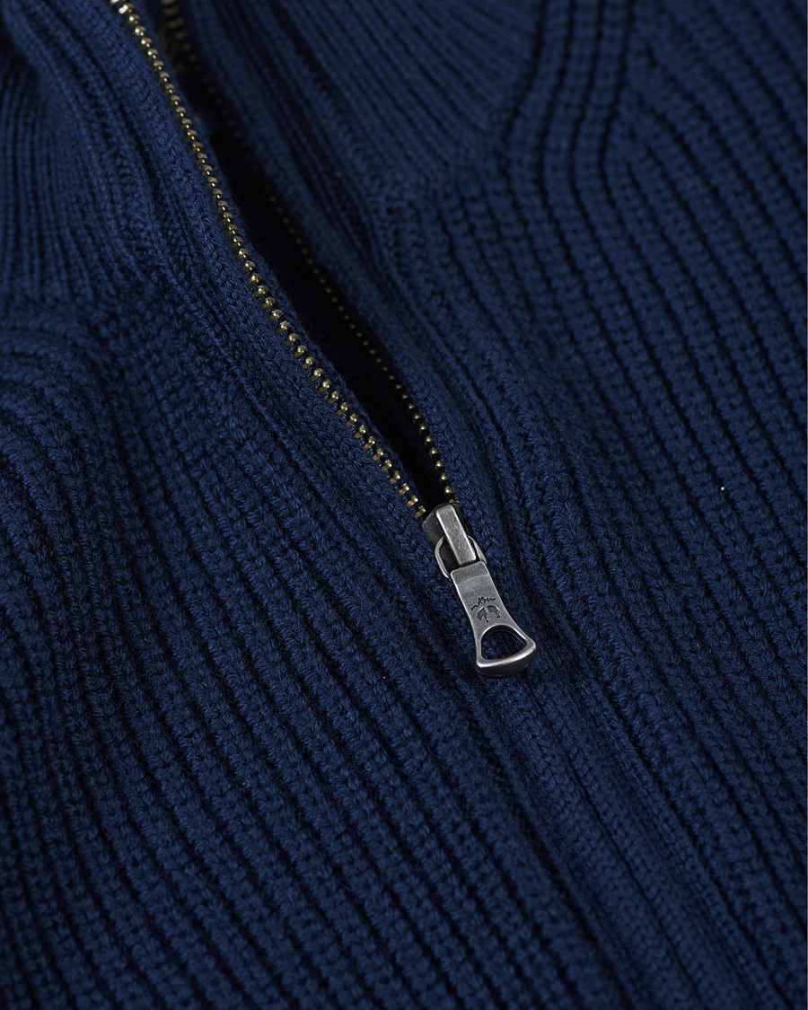 Men | Sweaters & Knitwear | Brooks Brothers | Shaker Stitch Full Zip Navy