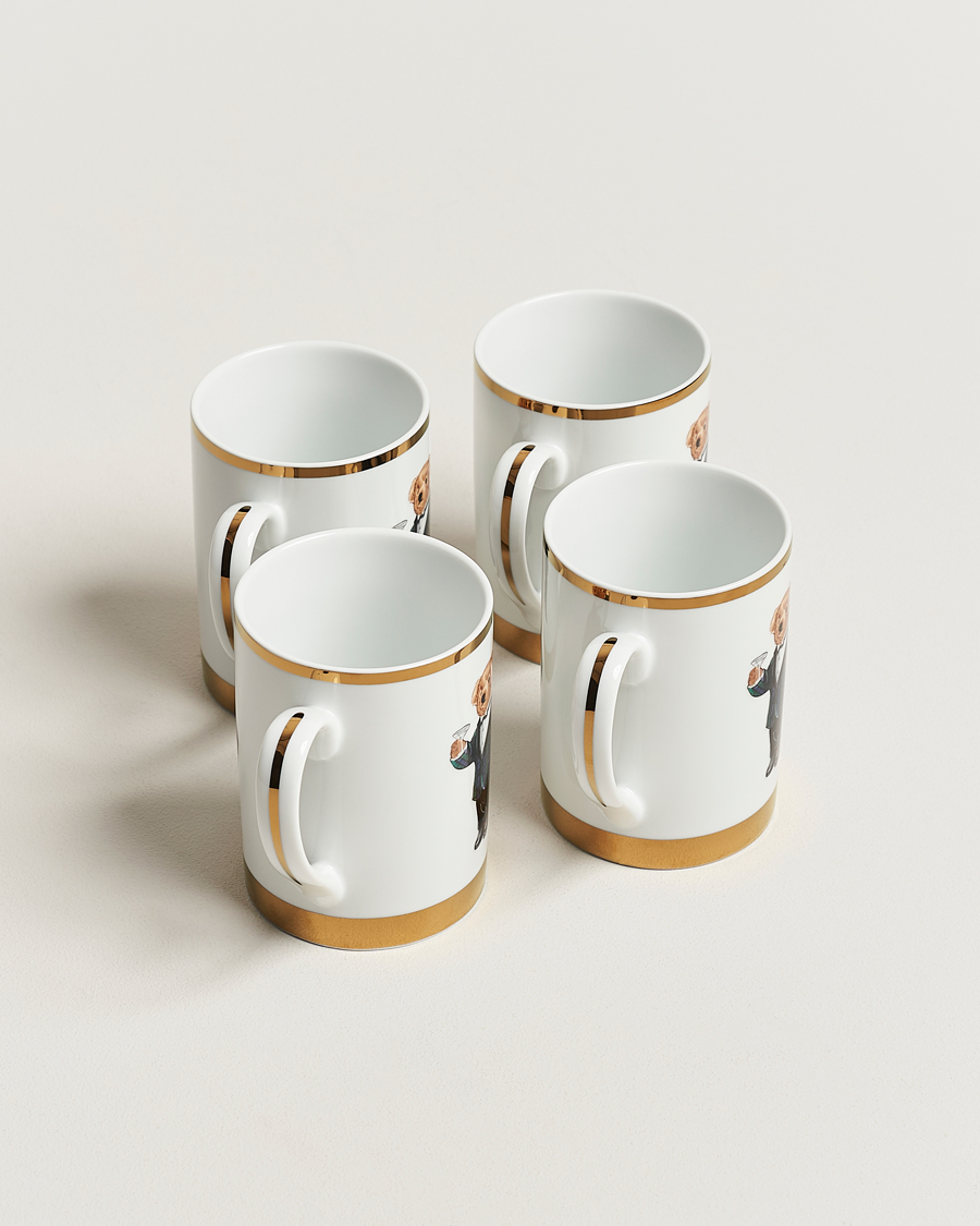 Men |  | Ralph Lauren Home | Thompson Bear Porcelain Mug Set 4pcs White/Gold