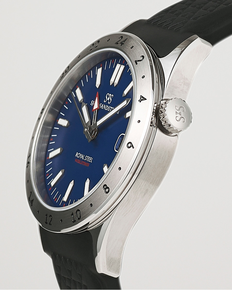 Men | Sjöö Sandström Royal Steel Worldtimer 36mm Blue with Rubber | Sjöö Sandström | Royal Steel Worldtimer 36mm Blue with Rubber