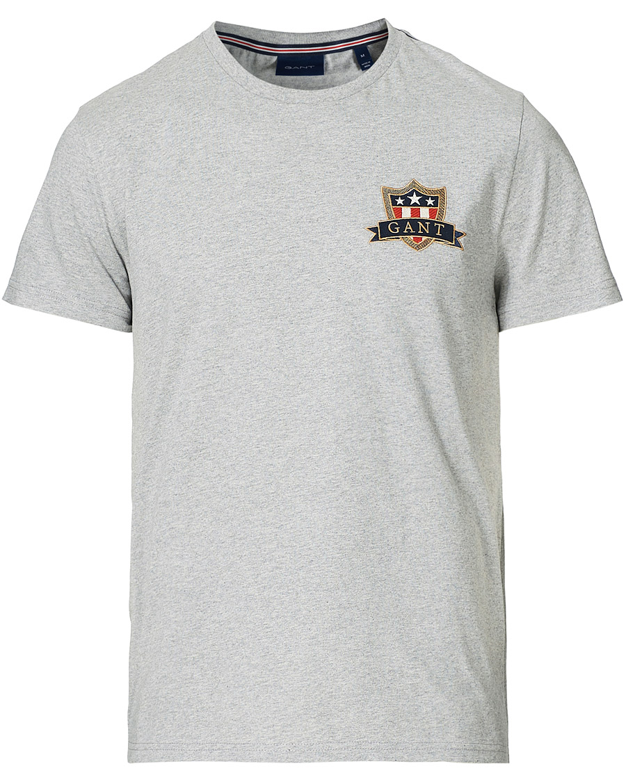 Men | T-Shirts | GANT | Banner Shield Tee Grey Melange