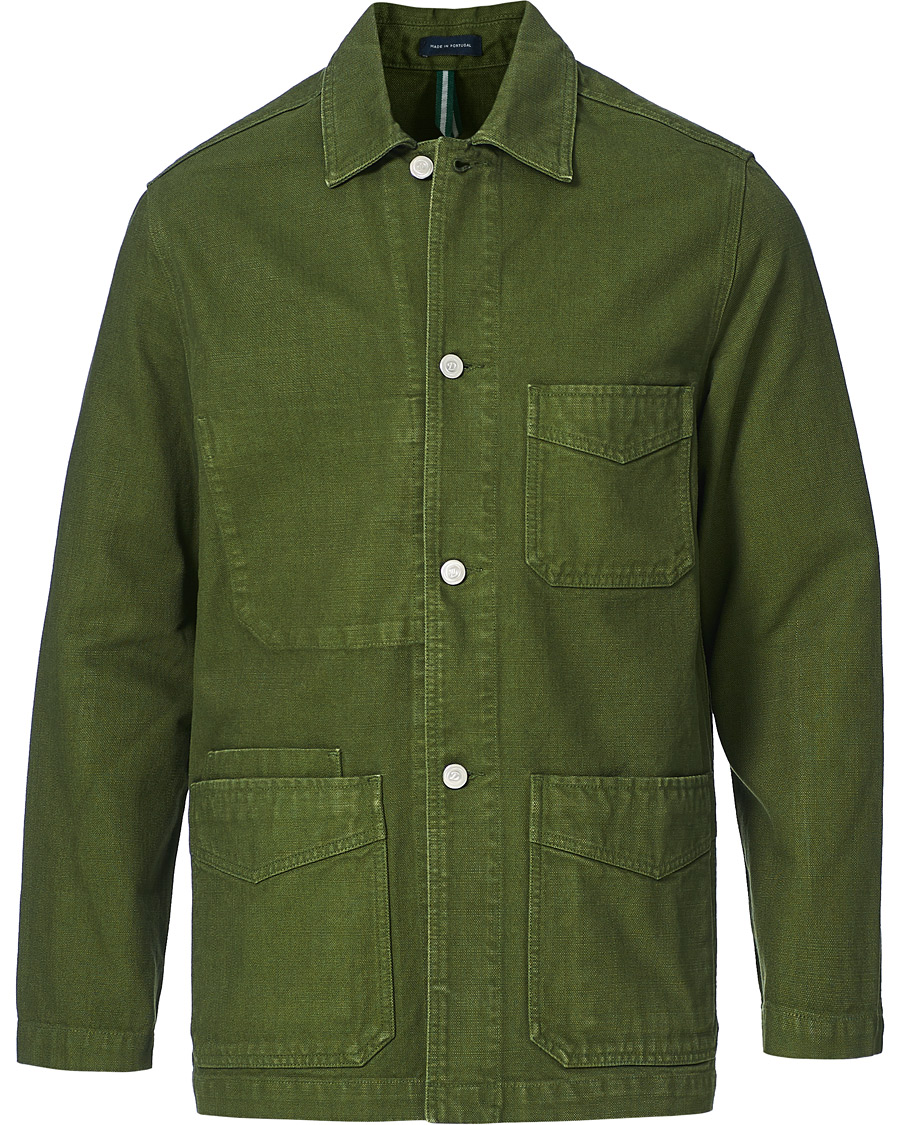 Men | Coats & Jackets | Drake's | Cotton Canvas Five Pocket Chore Jacket Green