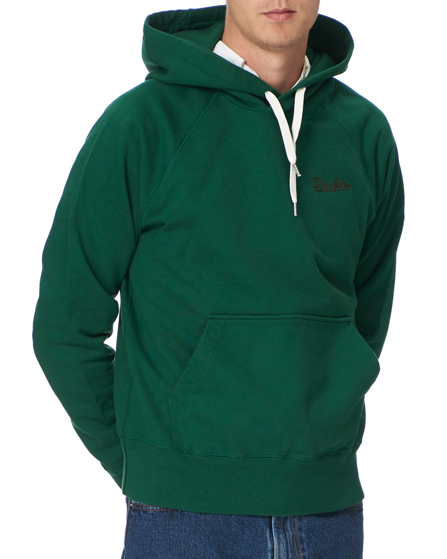 Men | Sweaters & Knitwear | Drake's | Hooded Cotton Sweatshirt Green
