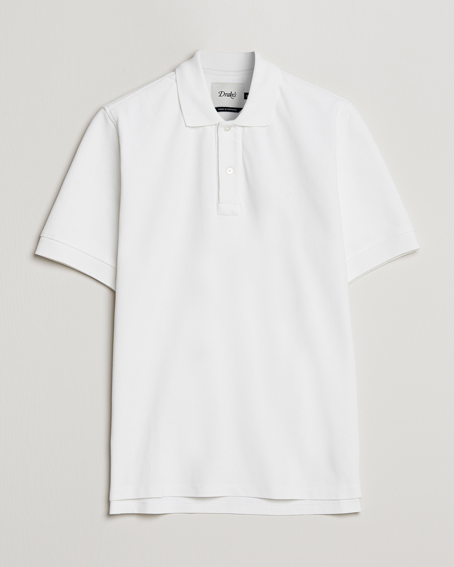 Men | Short Sleeve Polo Shirts | Drake's | Short Sleeve Pique Polo White