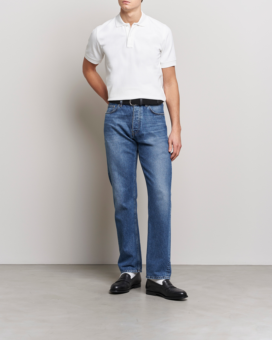 Men | Polo Shirts | Drake's | Short Sleeve Pique Polo White