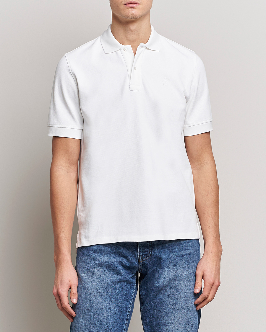 Men |  | Drake's | Short Sleeve Pique Polo White