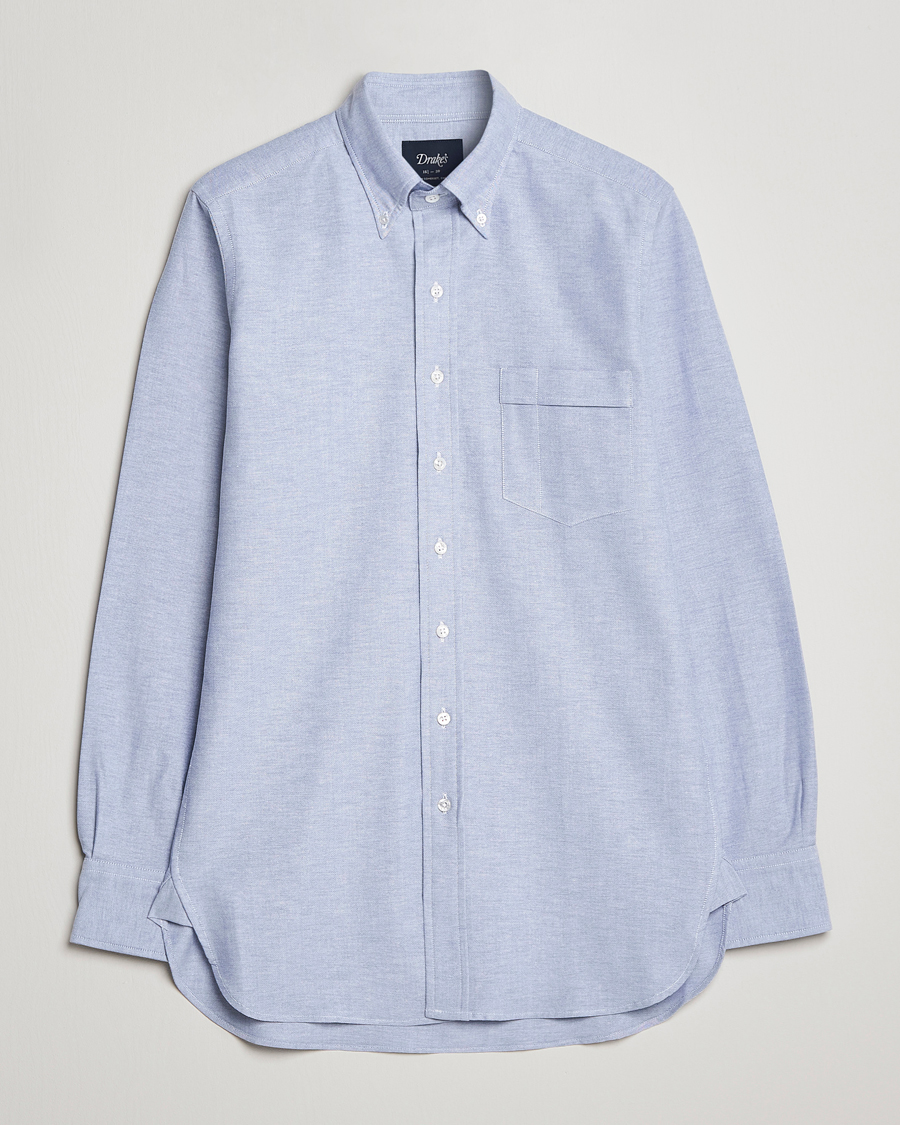 Men | Preppy Authentic | Drake's | Button Down Oxford Shirt Blue