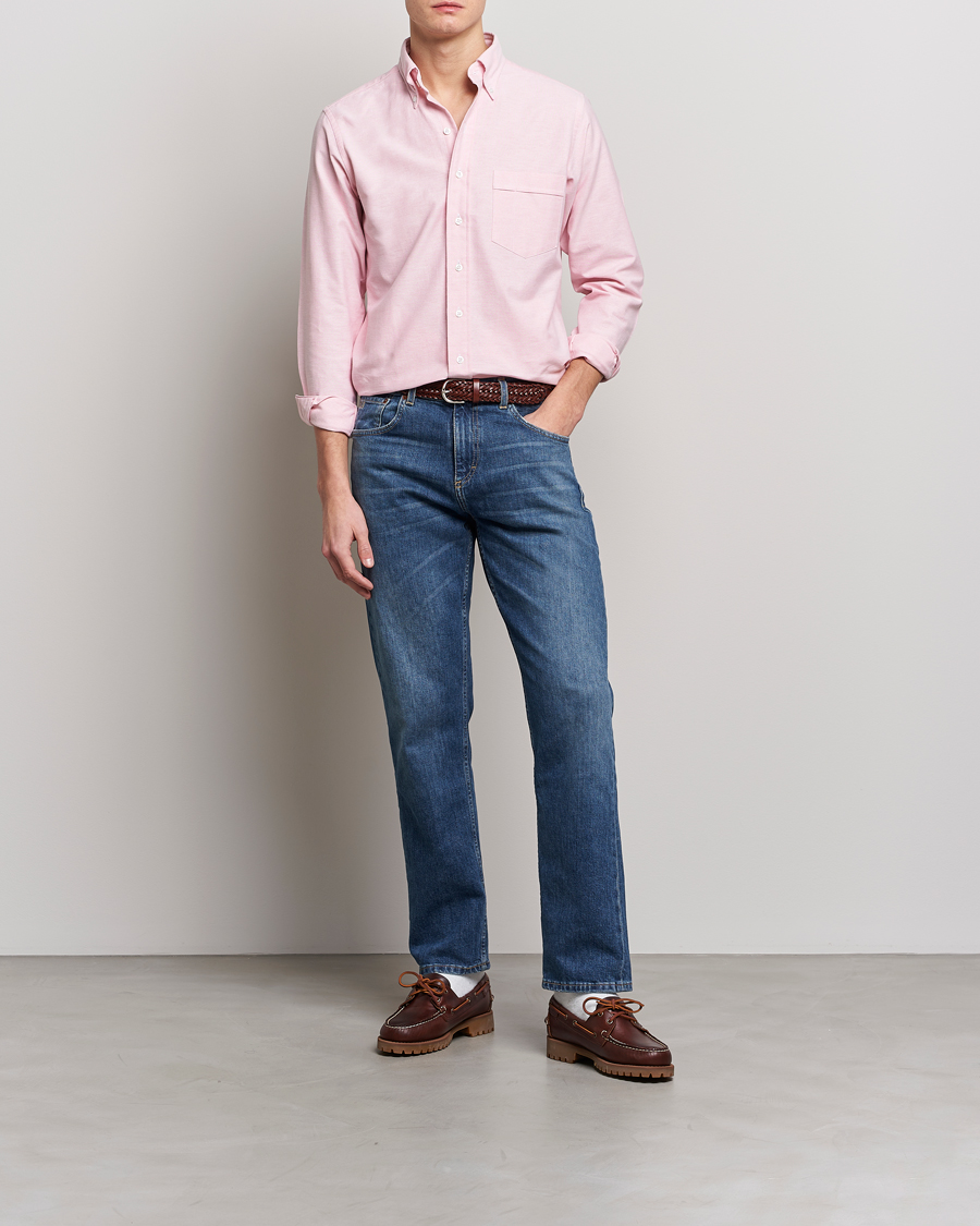 Men | Shirts | Drake's | Button Down Oxford Shirt Pink