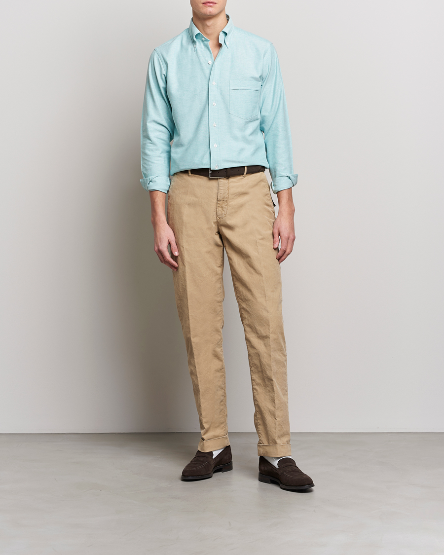 Men | Shirts | Drake's | Button Down Oxford Shirt Light Green