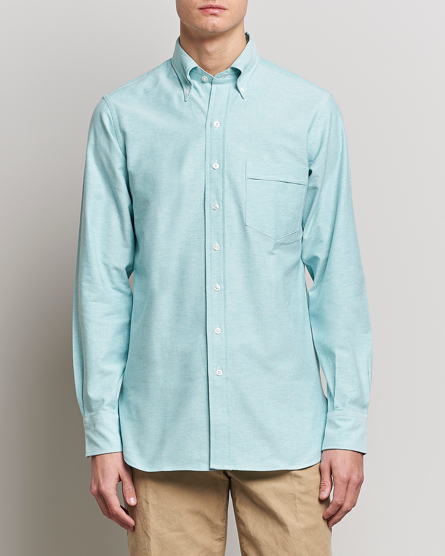 Men | Oxford Shirts | Drake's | Button Down Oxford Shirt Light Green