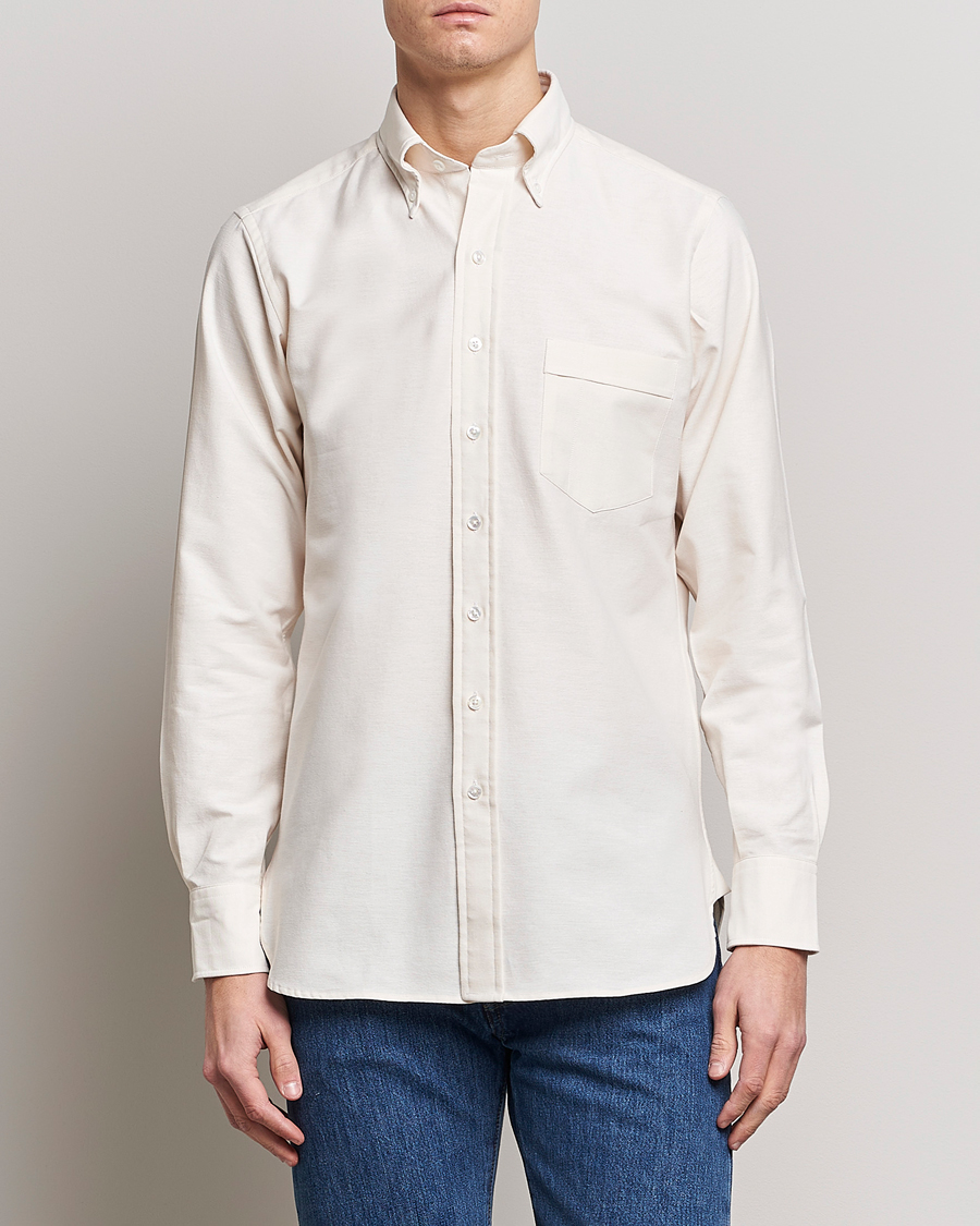 Men | Oxford Shirts | Drake's | Button Down Oxford Shirt Cream