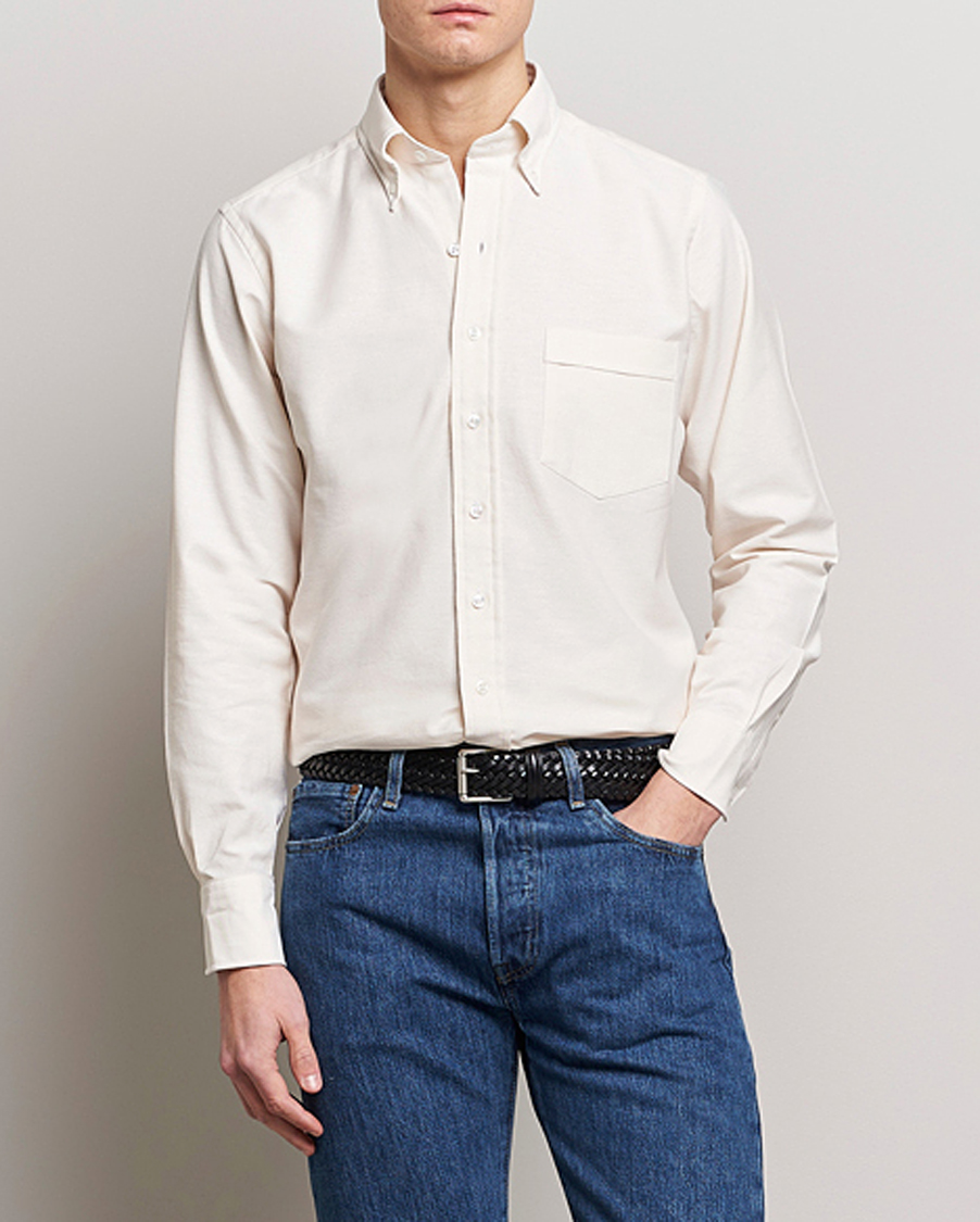 Men | Shirts | Drake's | Button Down Oxford Shirt Cream