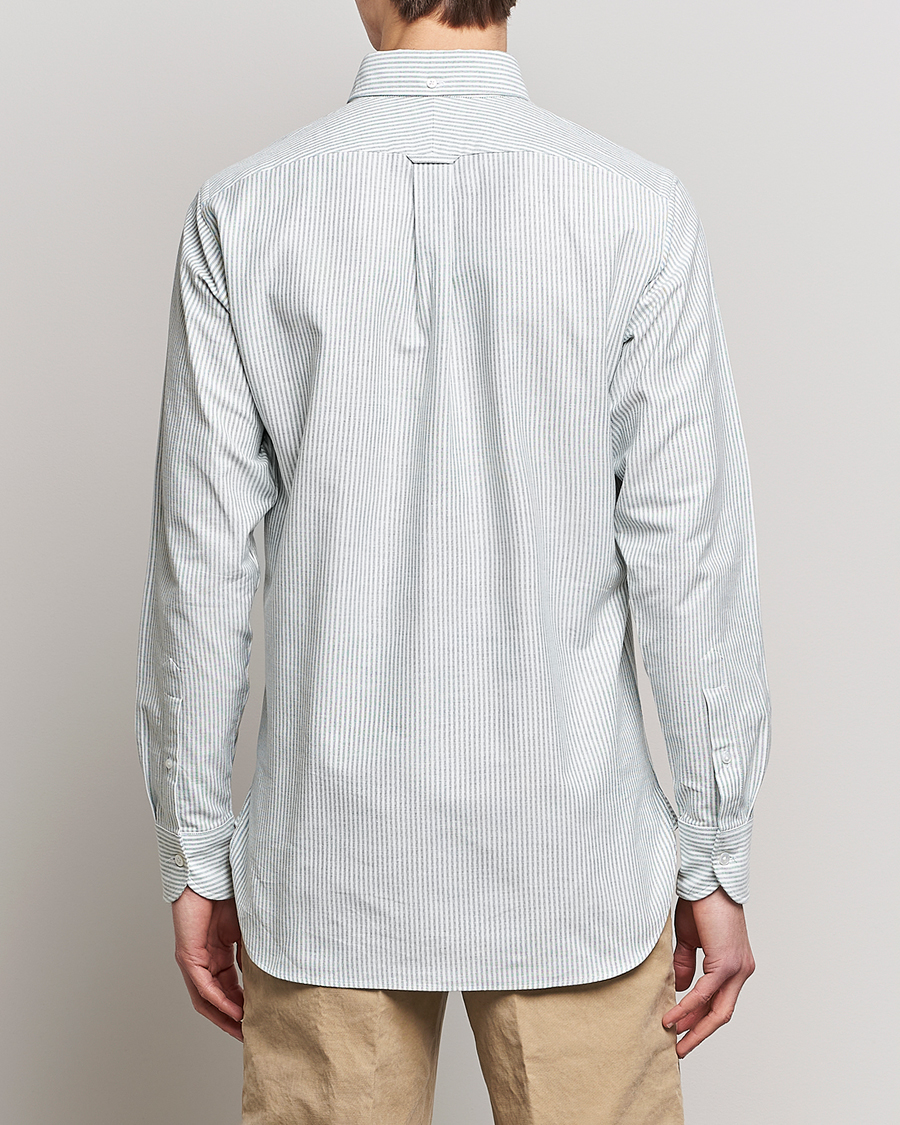 Men | Shirts | Drake's | Striped Button Down Oxford Shirt Light Green