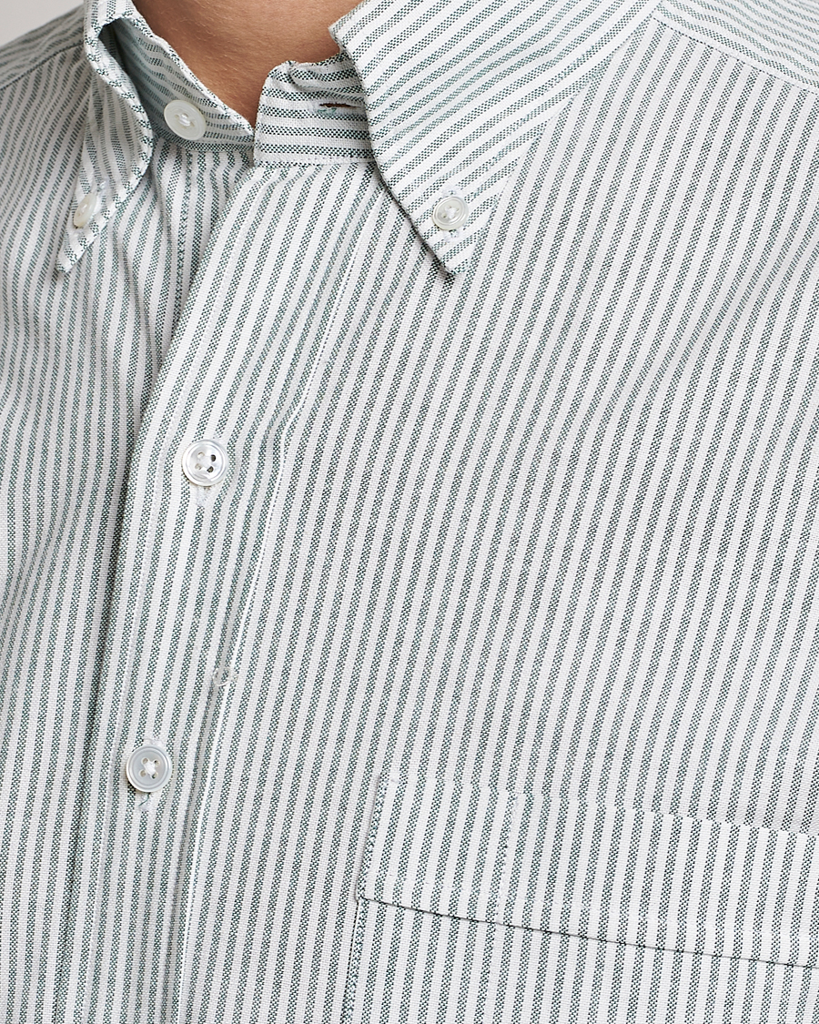 Men | Shirts | Drake's | Striped Button Down Oxford Shirt Light Green