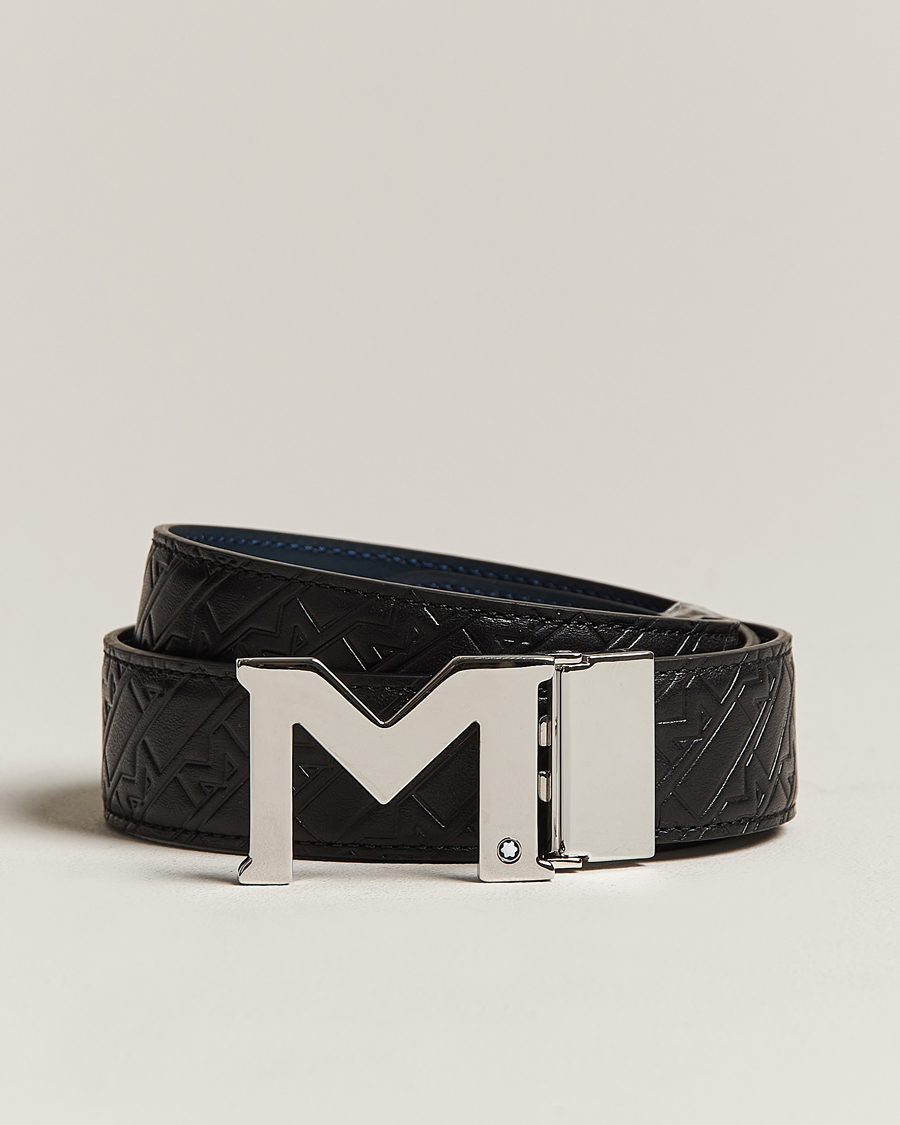 Men | Montblanc Reversible Belt 35mm Ultra Black/Blue | Montblanc | Reversible Belt 35mm Ultra Black/Blue