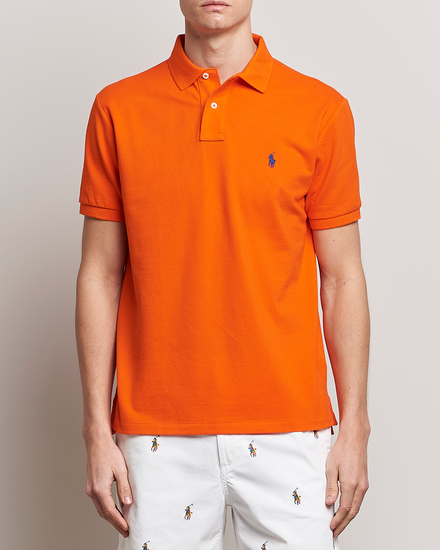 Men | Short Sleeve Polo Shirts | Polo Ralph Lauren | Custom Slim Fit Polo Sailing Orange