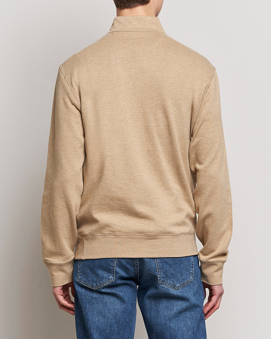 Men | Sweaters & Knitwear | Polo Ralph Lauren | Double Knit Half-Zip Sweater Café Tan Heather