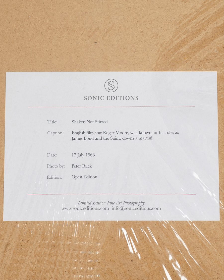 Men | Posters | Sonic Editions | Framed Roger Moore Shaken Not Stirred