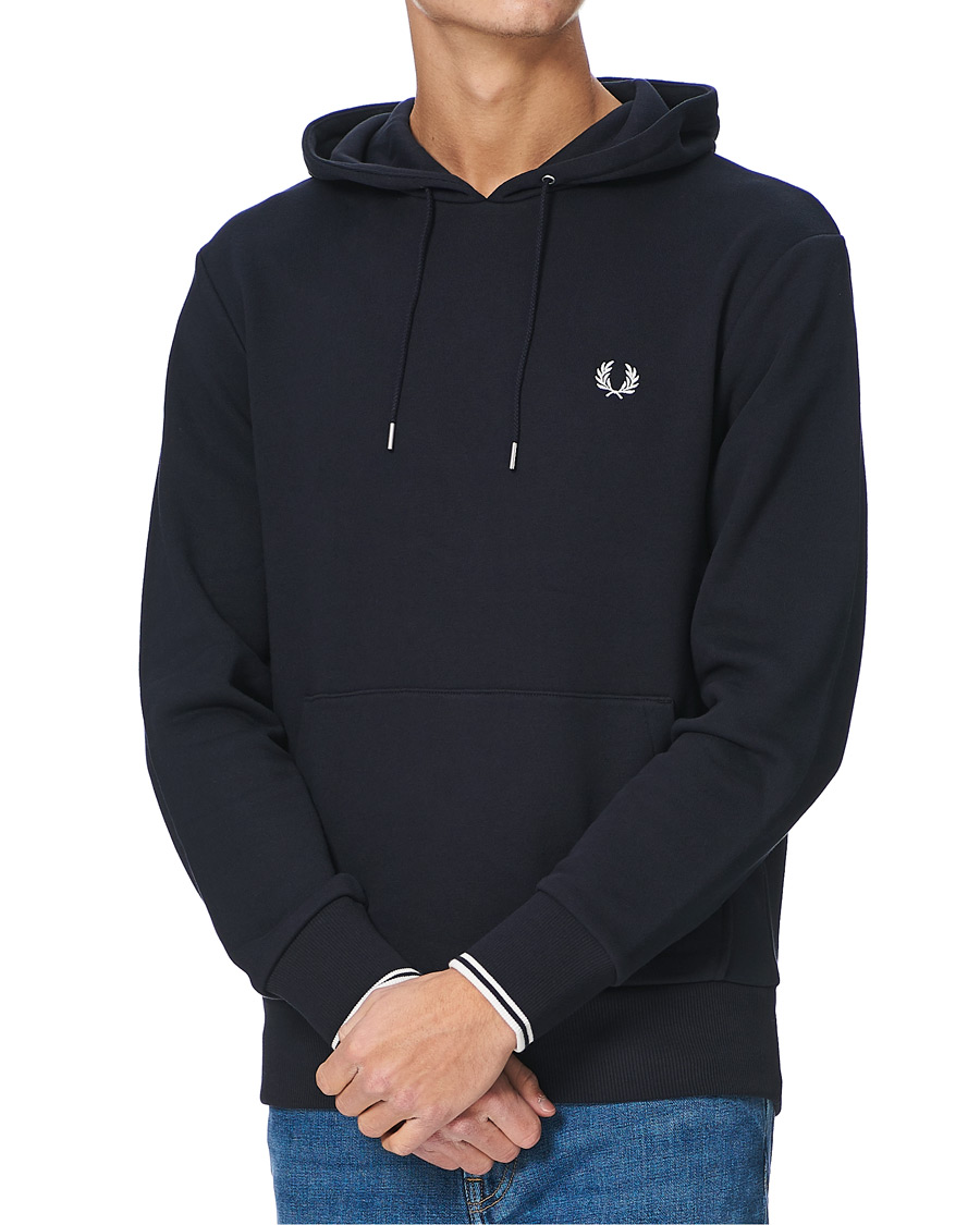 Men |  | Fred Perry | Tipped Hooded Sweatshirt Navy