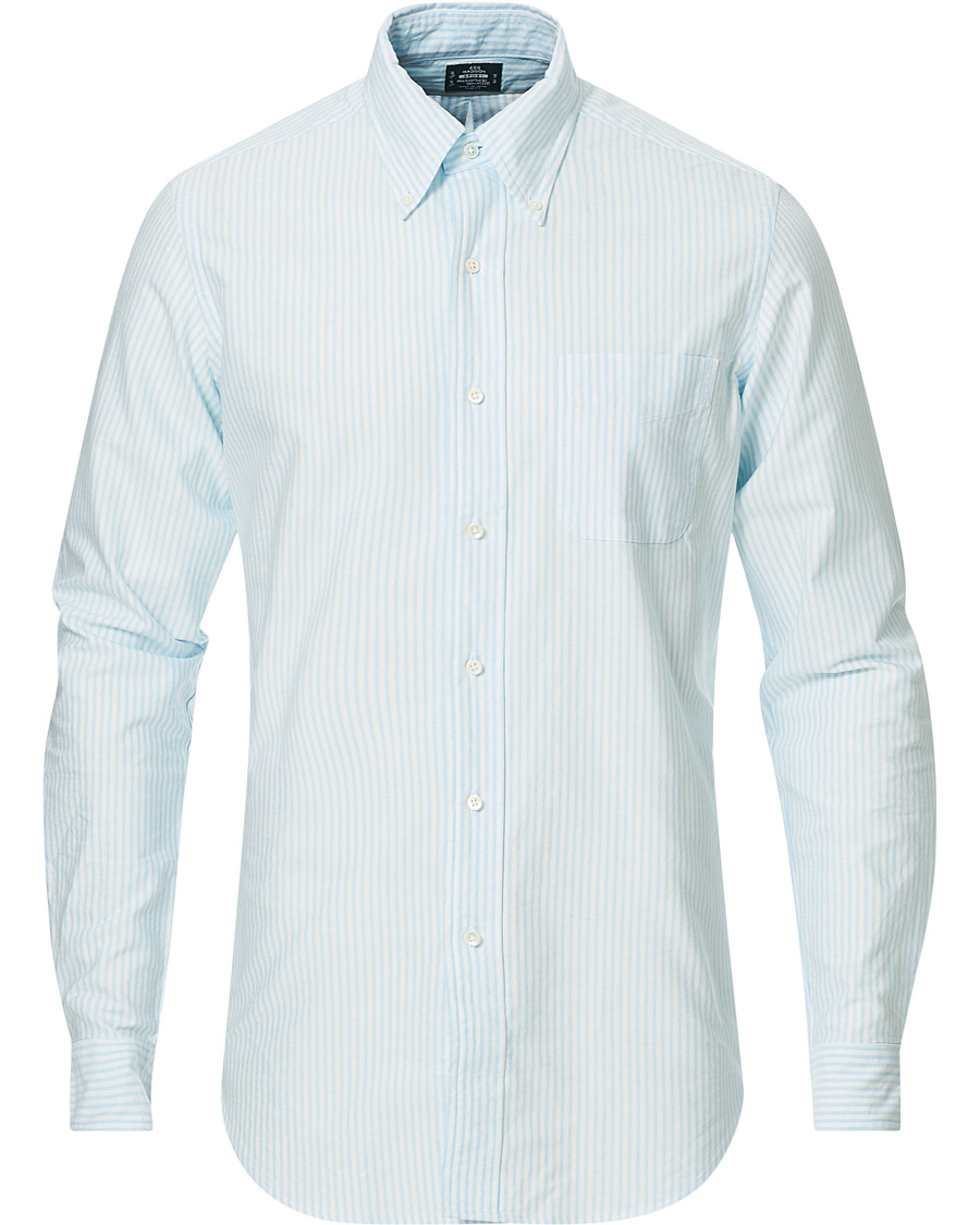 Men | Shirts | Kamakura Shirts | Slim Fit Oxford BD Sport Shirt Light Blue Stripe