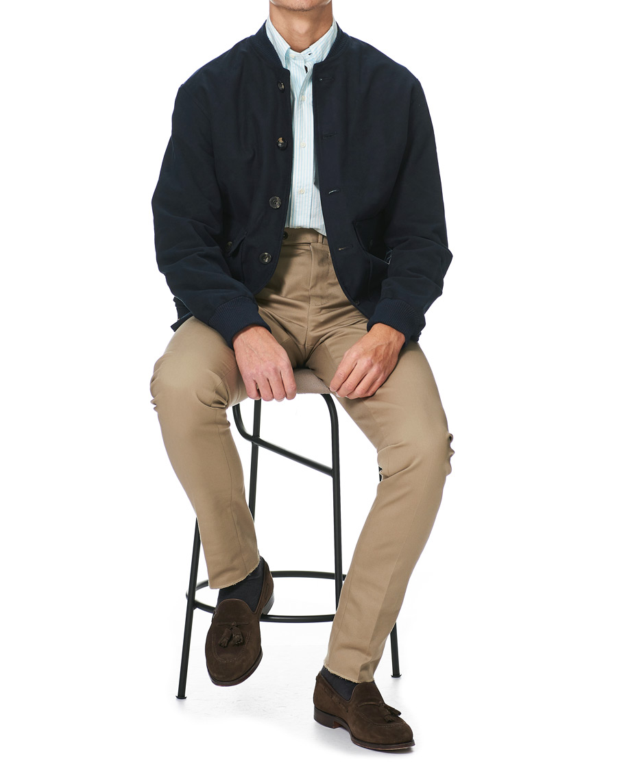 Men | Shirts | Kamakura Shirts | Slim Fit Oxford BD Sport Shirt Light Blue Stripe