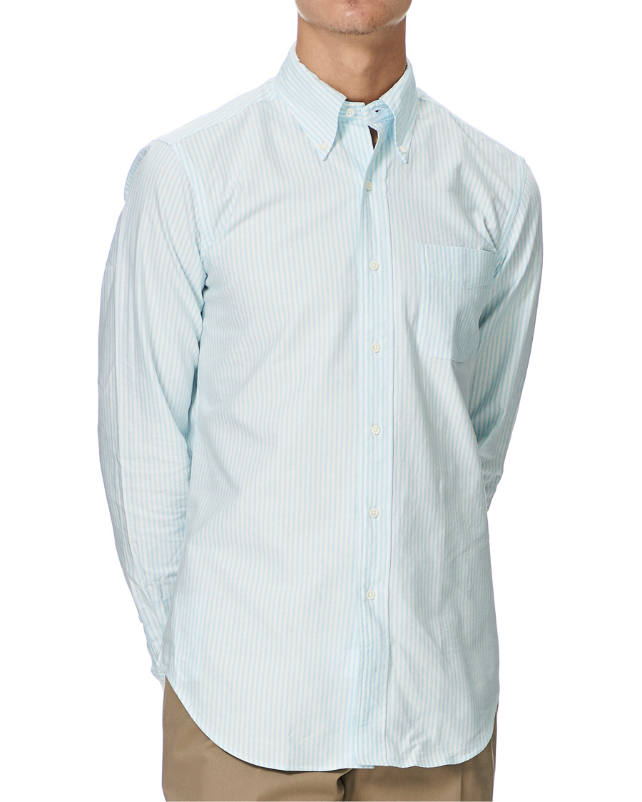 Men | Shirts | Kamakura Shirts | Slim Fit Oxford BD Sport Shirt Light Blue Stripe