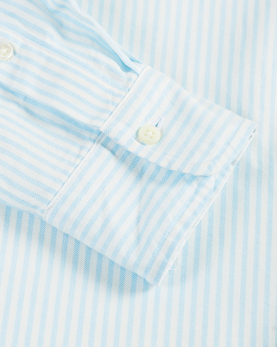 Men | Shirts | Kamakura Shirts | Slim Fit Oxford BD Sport Shirt Light Blue Stripe