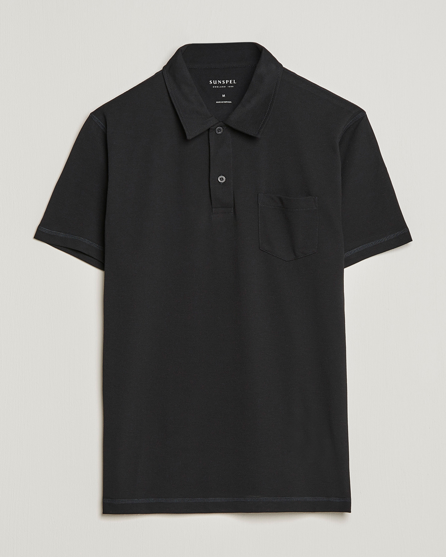 Men | Polo Shirts | Sunspel | Active Pique Polo Black