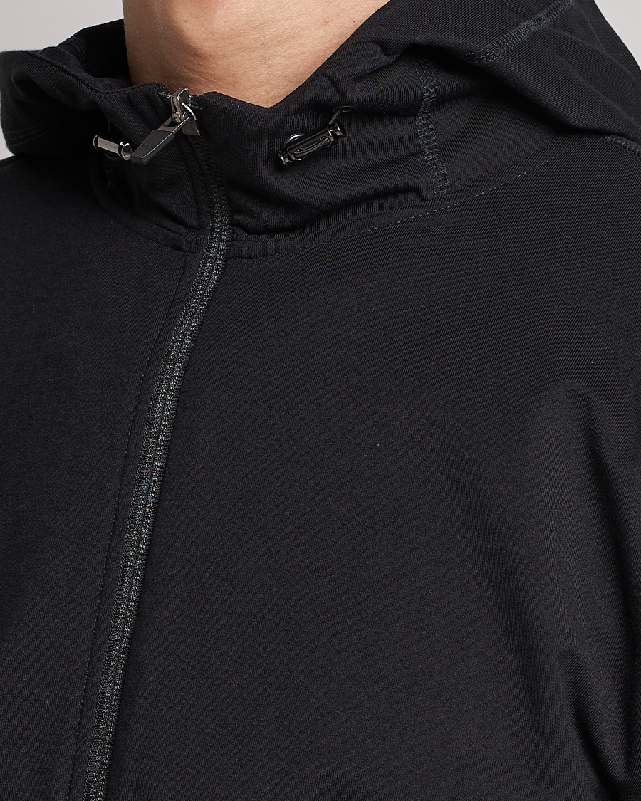 Men | Sweaters & Knitwear | Sunspel | Active Full Zip Hood Black