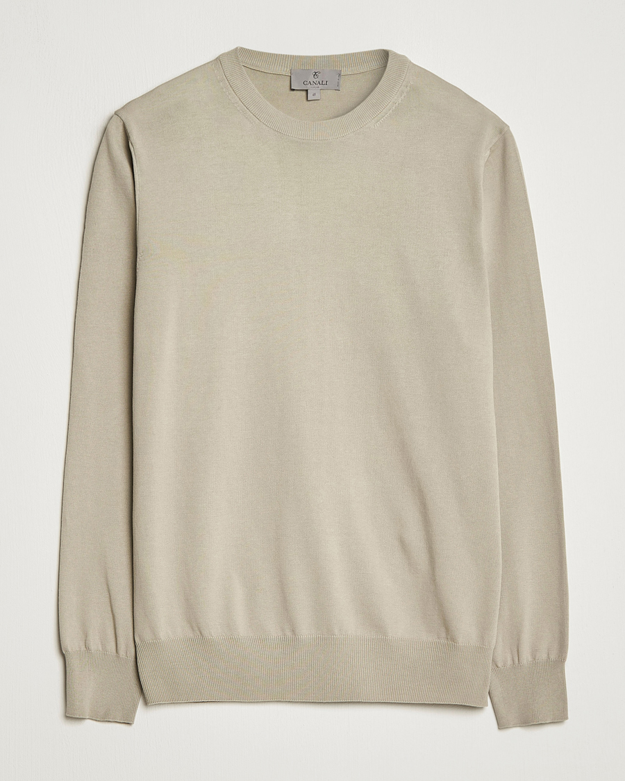 Men | Sweaters & Knitwear | Canali | Cotton Crew Neck Pullover Sage