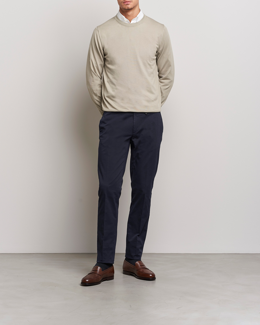 Men | Sweaters & Knitwear | Canali | Cotton Crew Neck Pullover Sage