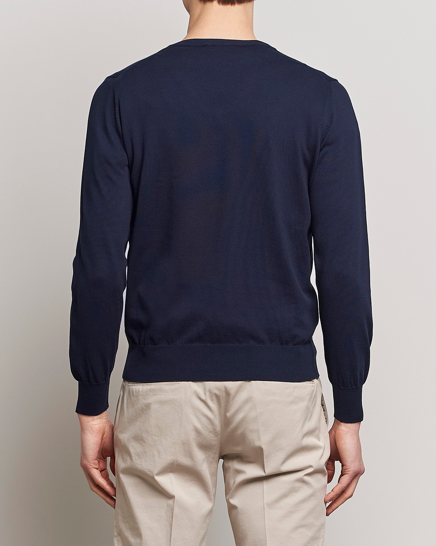 Men | Sweaters & Knitwear | Canali | Cotton V-Neck Pullover Navy