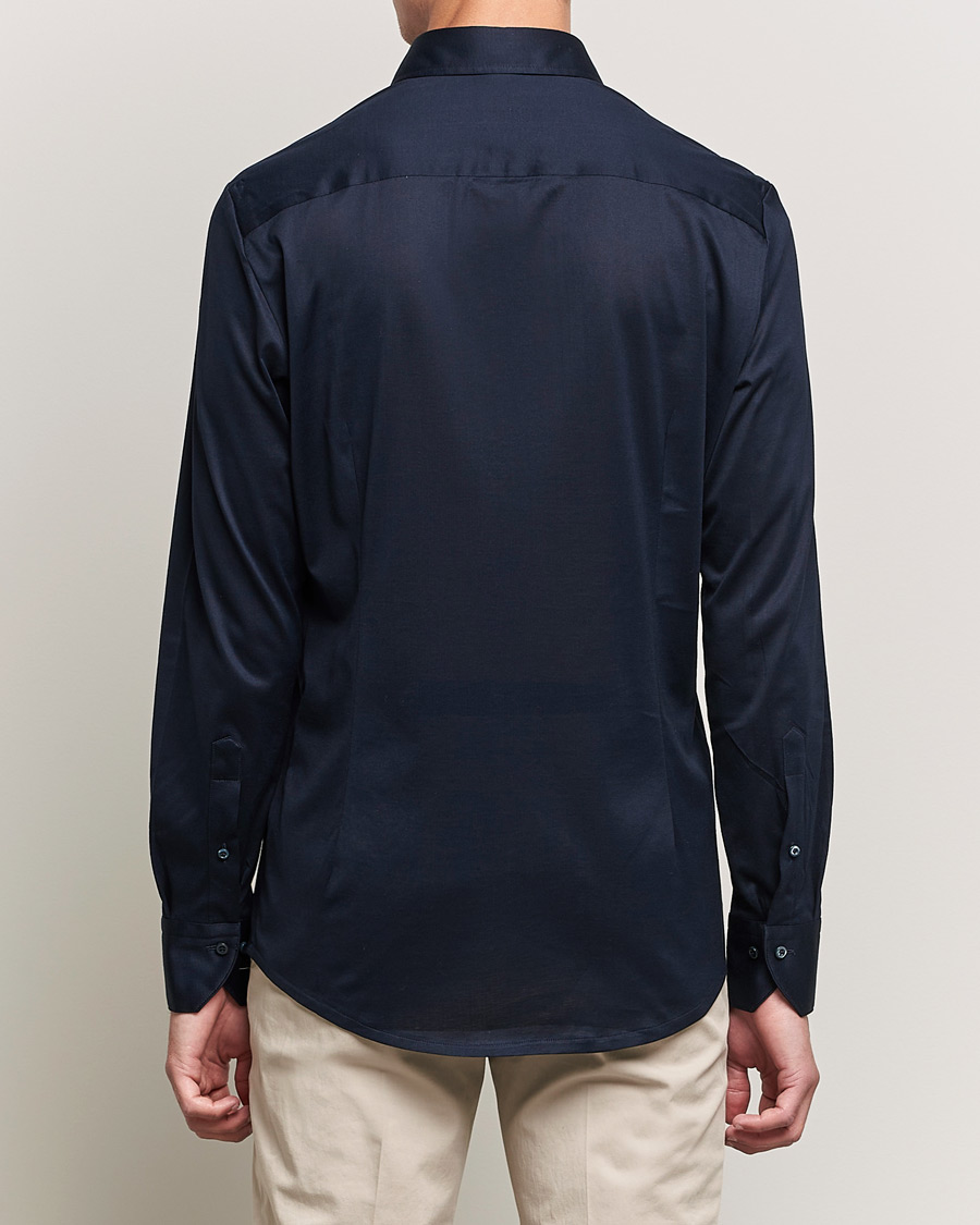 Men | Shirts | Stenströms | Slimline Jersey Button Down Shirt Navy
