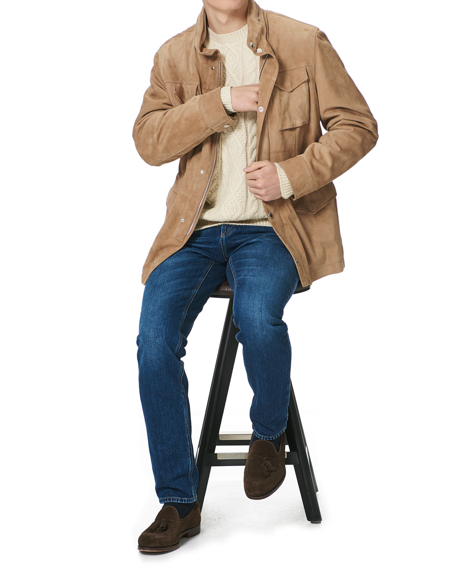 Men | Coats & Jackets | Brunello Cucinelli | Suede Field Jacket Beige