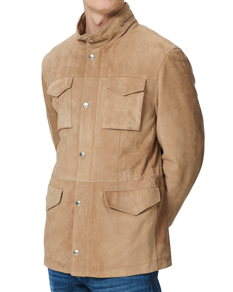 Men | Coats & Jackets | Brunello Cucinelli | Suede Field Jacket Beige