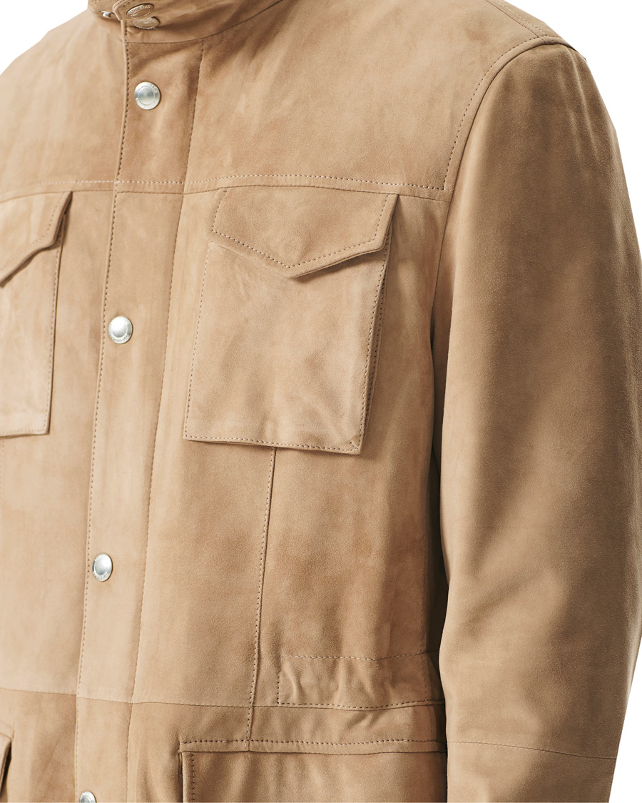 Men | Coats & Jackets | Brunello Cucinelli | Suede Field Jacket Beige