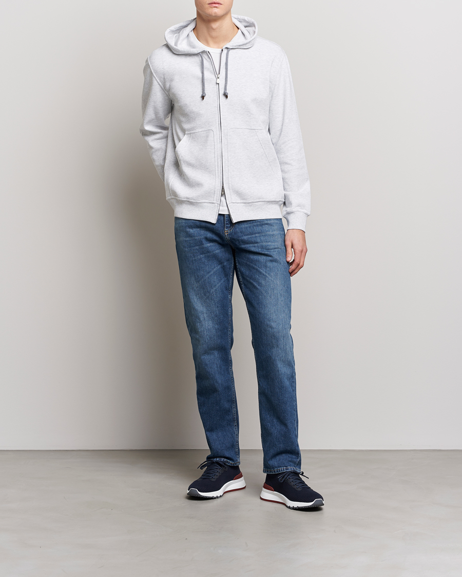 Men | Sweaters & Knitwear | Brunello Cucinelli | Soft Cotton Zip Hoodie Pearl Grey