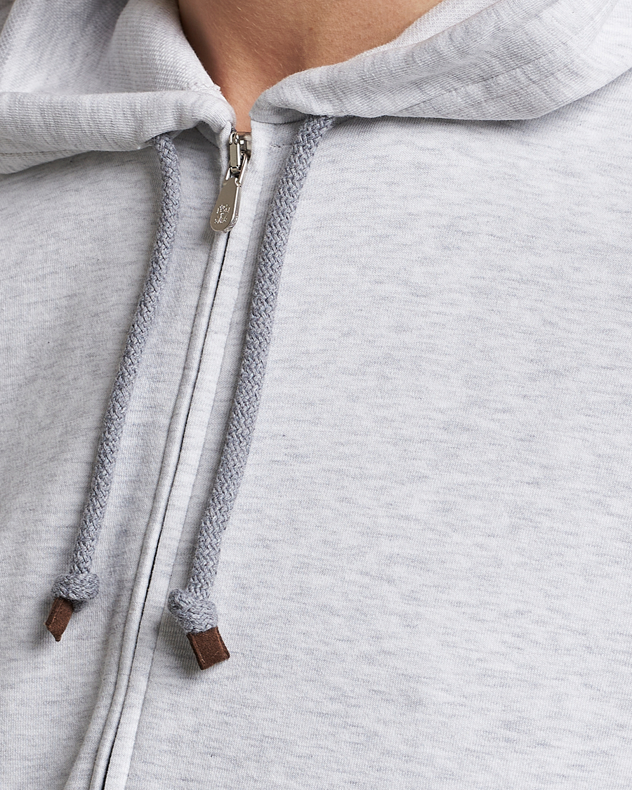 Men | Sweaters & Knitwear | Brunello Cucinelli | Soft Cotton Zip Hoodie Pearl Grey