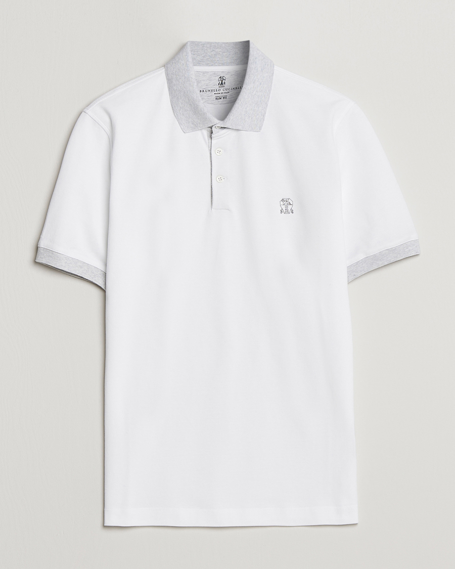 Men | Polo Shirts | Brunello Cucinelli | Short Sleeve Polo Piquet White