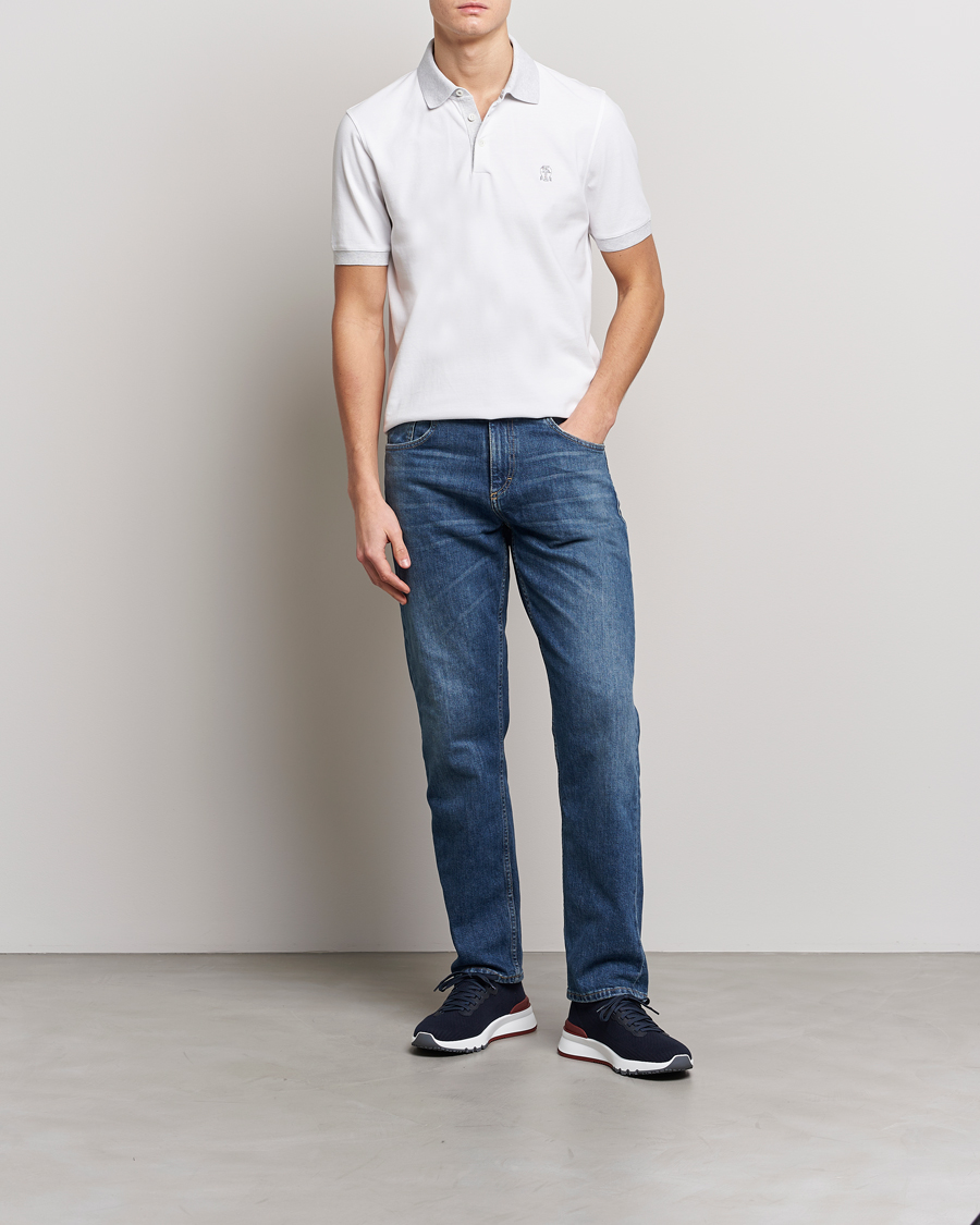 Men | Polo Shirts | Brunello Cucinelli | Short Sleeve Polo Piquet White