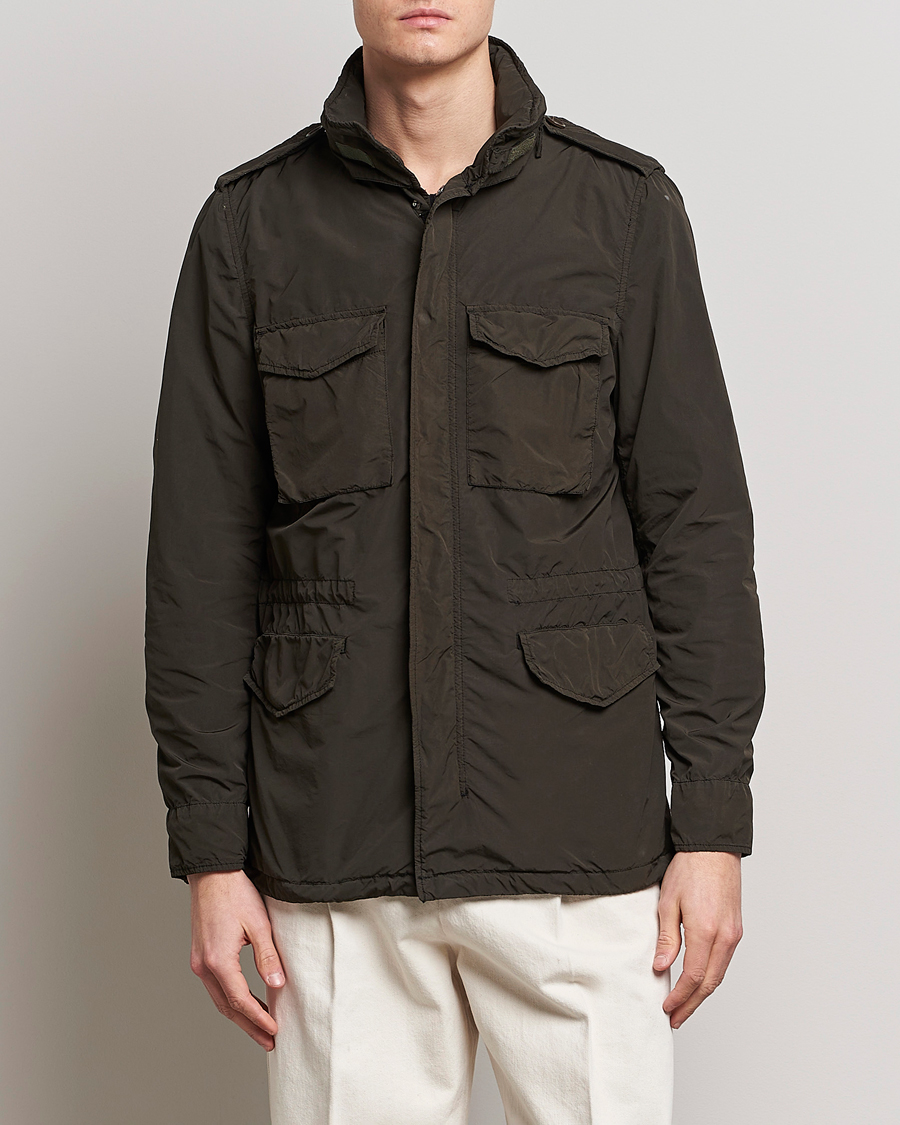 Men | Spring Jackets | Aspesi | Giubotto Garment Dyed Field Jacket Dark Military