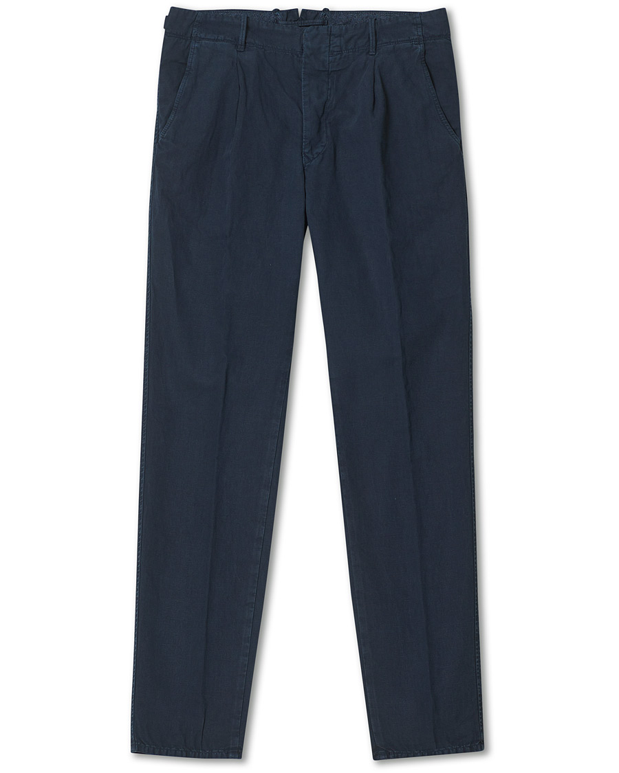 Men | Trousers | Incotex | Tapered Fit Cotton Trousers Navy