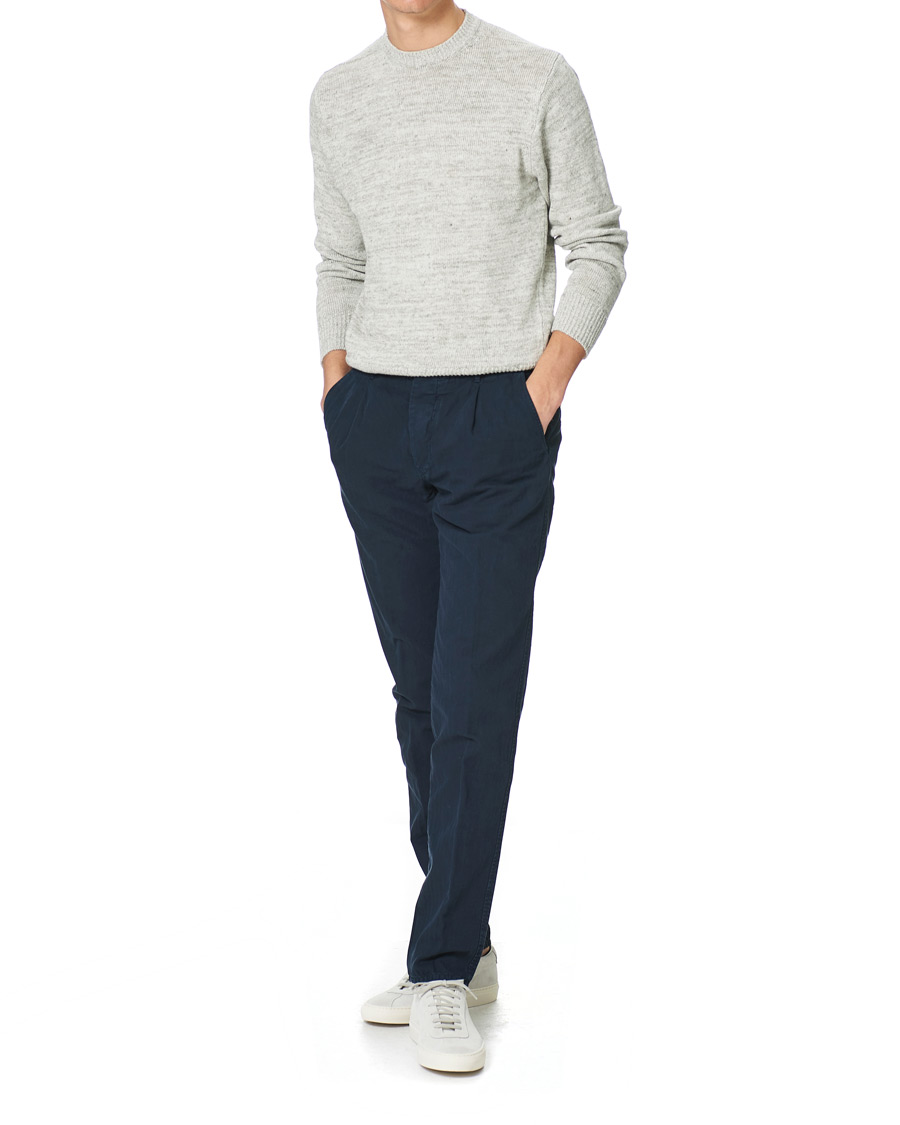 Men | Trousers | Incotex | Tapered Fit Cotton Trousers Navy