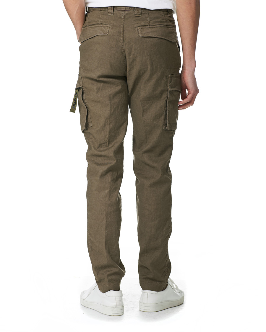 Incotex Tapered Fit Linen Cargo Pants Military at CareOfCarl.com