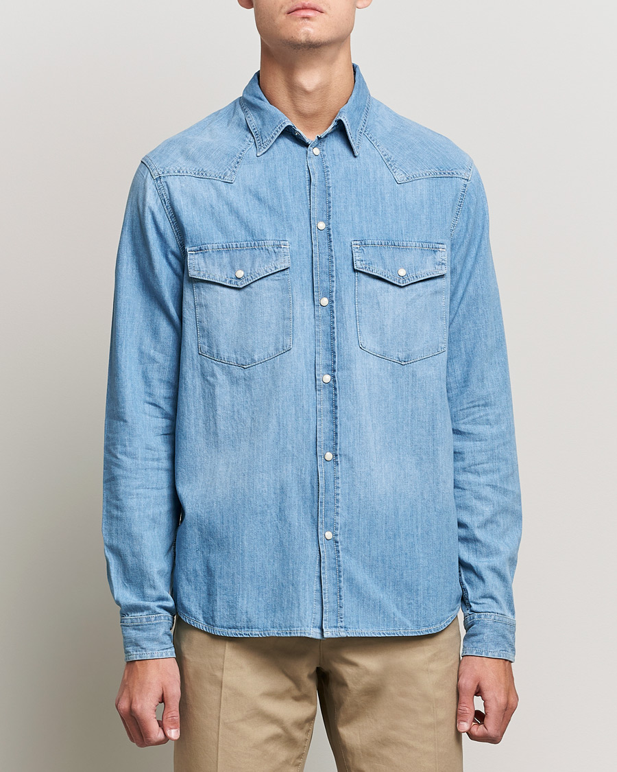 Men | Shirts | J.Lindeberg | Carson Western Denim Shirt Bleached Denim